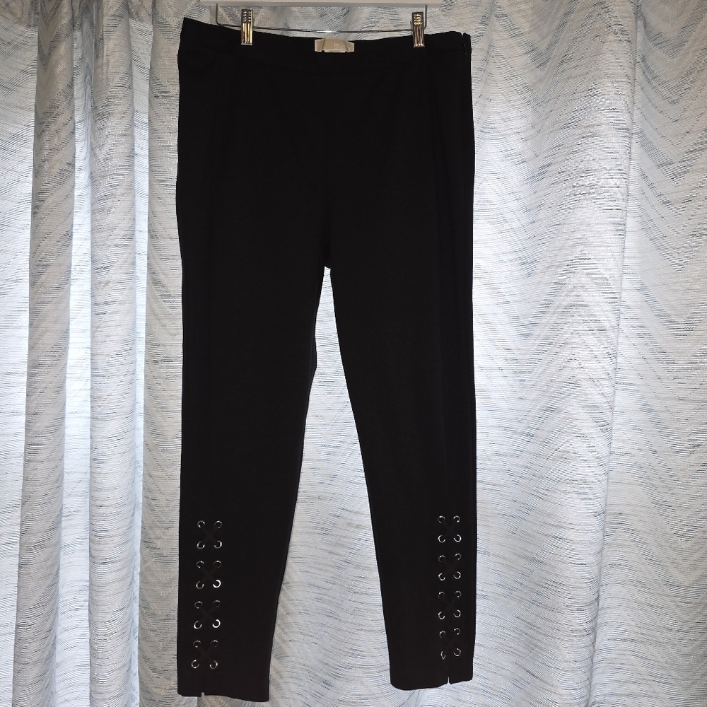 Michael Kors women Lace-Up Skinny Pants size 14 black side zipper closure